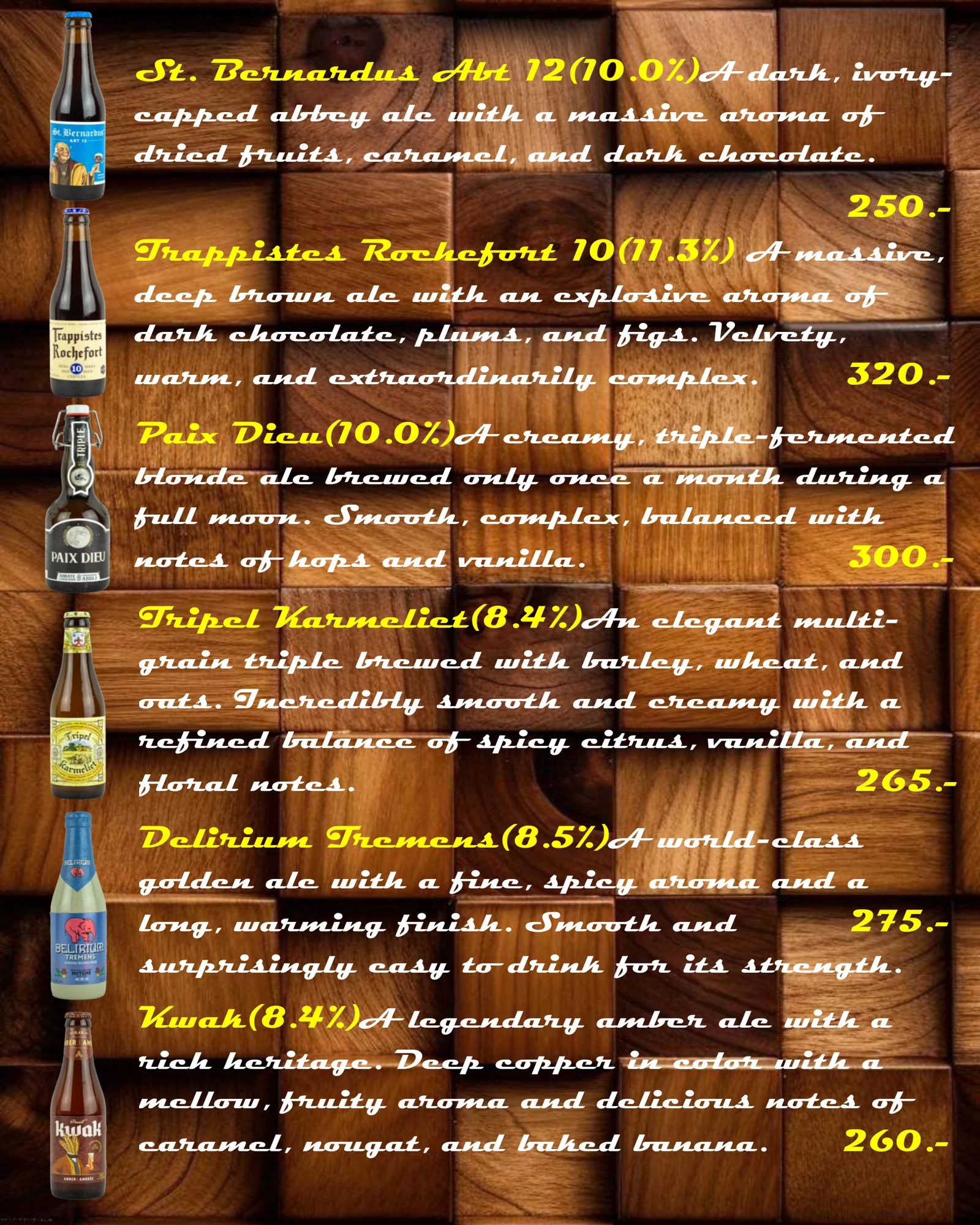 Belgian Beers Menu 3