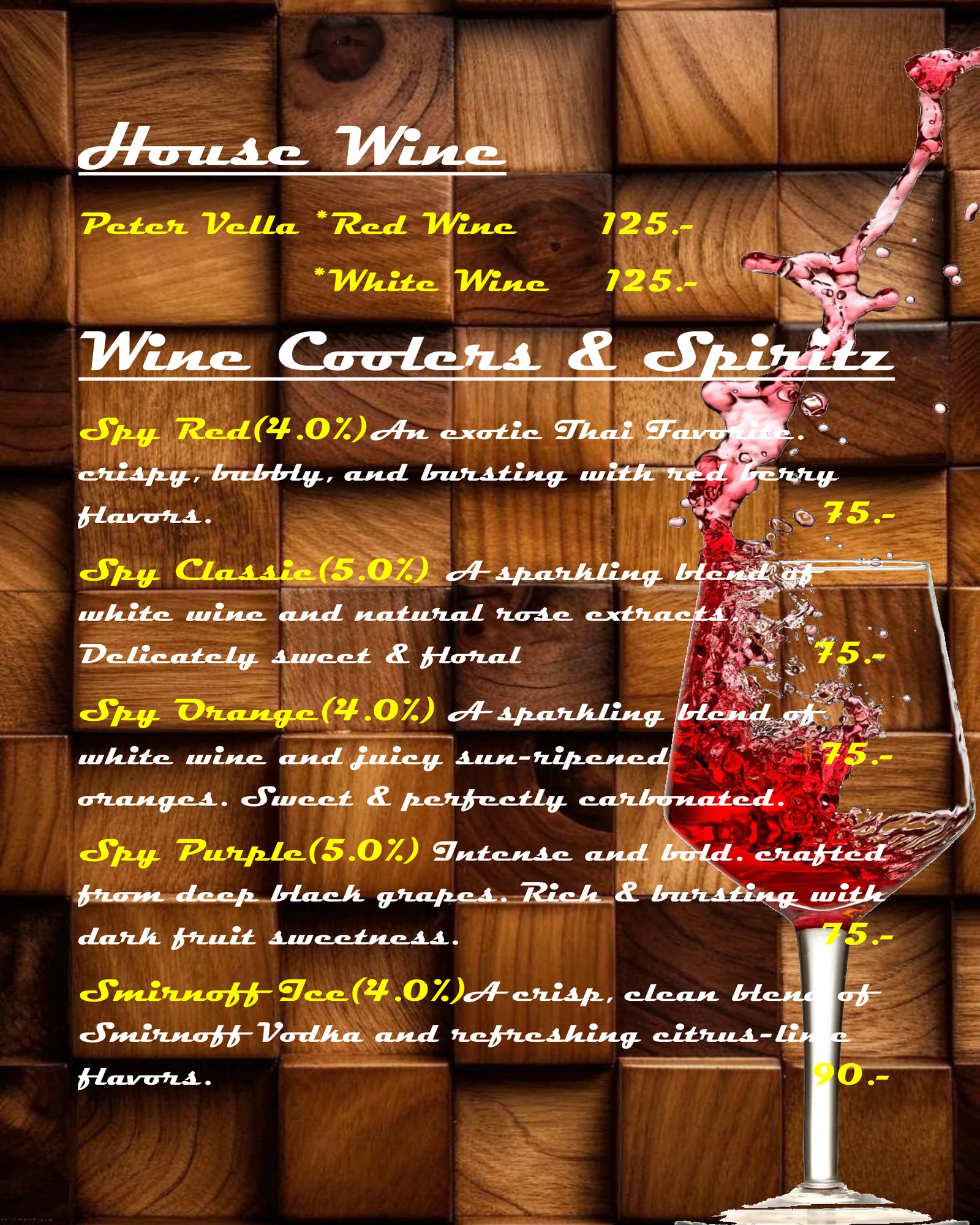 Wines - Wine Coolers Menu