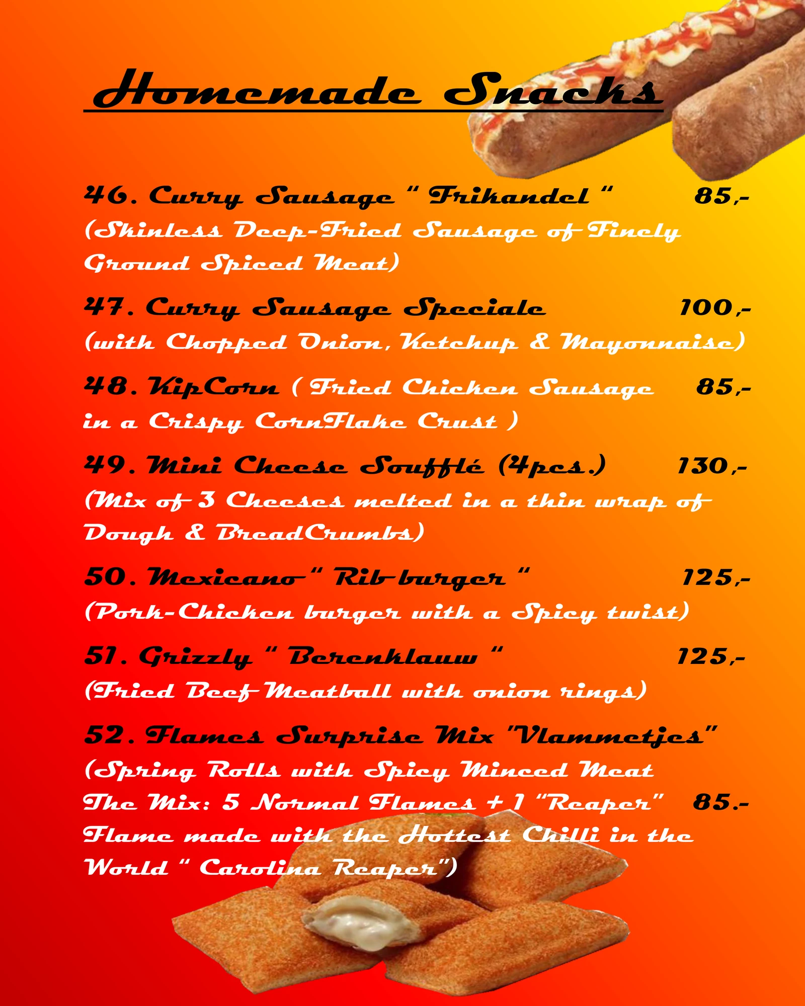 Homemade snacks menu - 1