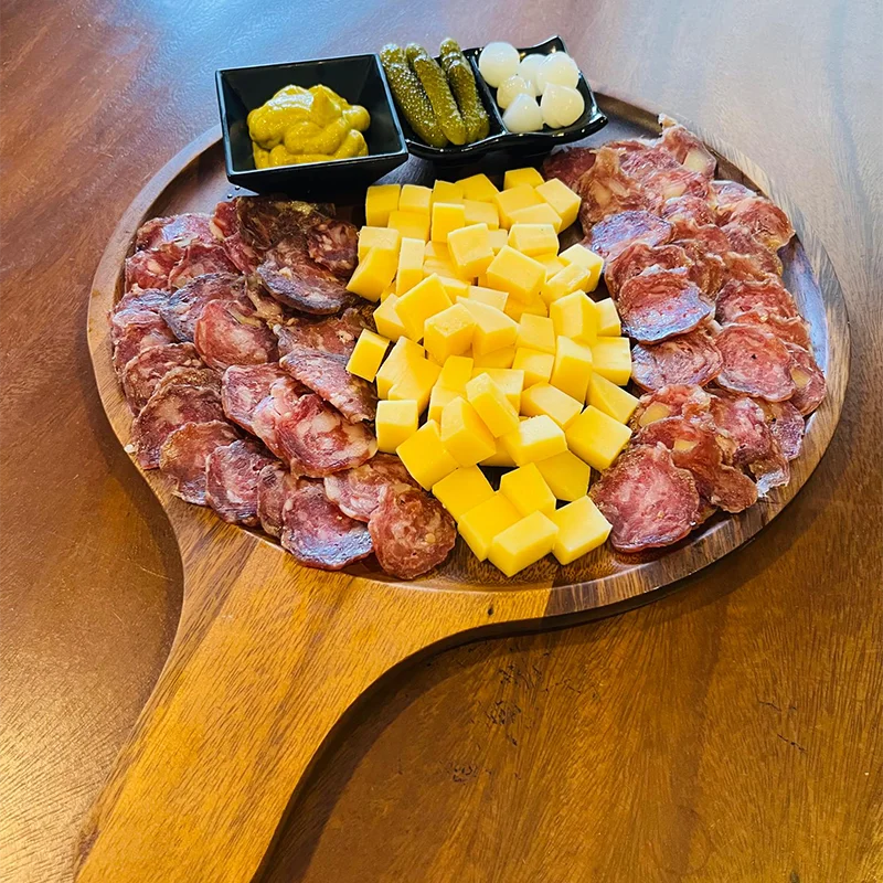 Big cheese and salami set with Gouda cheese and artisan salami